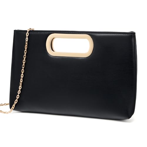 Image of DETARA Clutch Purses for Women Cut Out Handle Clutch PU Leather Evening Bag Elegant Purse for Women Formal Wedding Party