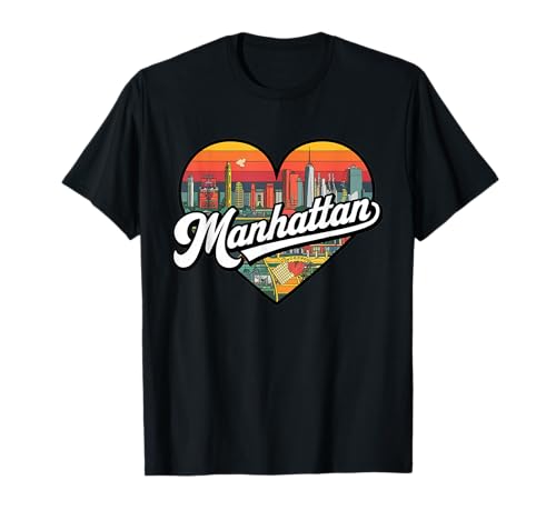 Camiseta Manhattan Heart - Vintage NYC Skyline Travel Camiseta