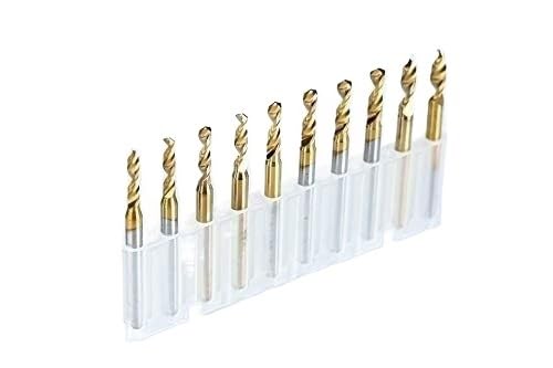 Punte da trapano for fresa, punta for incisione, 10 pezzi Mini punta da trapano for PCB in carburo di titanio con rivestimento in titanio da 2,2 mm a 3,175 mm Utensile CNC for circuito stampato Set di