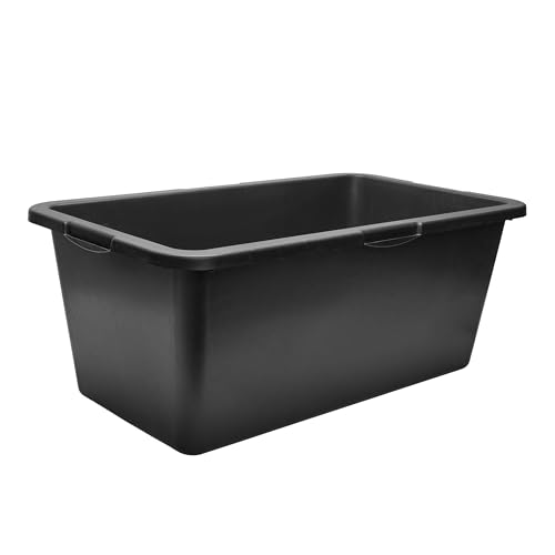 Garronda Gaveta de Obra Rectangular 60 L – Cubeta Plástica Resistente para Mortero y Mezclar Cemento, Contenedor Multiusos Tipo Bañera para Construcción, Hogar y Jardín GD-0169 Negro