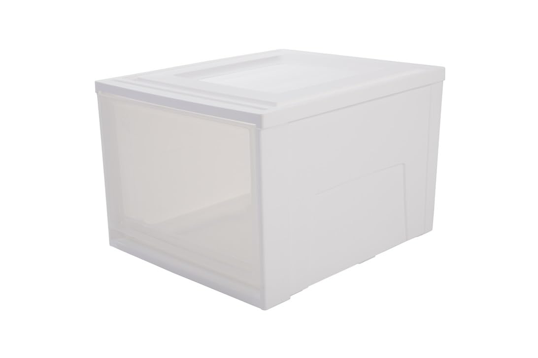 Stackable Modular Storage Drawers, White, D 450 x W 390 x H 295mm - A4 Paper, Documents, Tools, Clothes, Shoes, Toys, Laundry items, Shed, Garage/Car stuff
