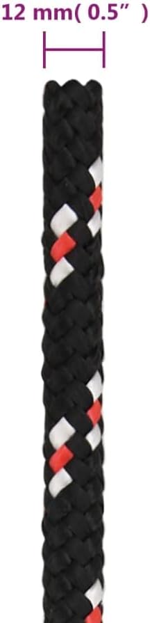 vidaXL Boat Rope Black 0.47" 82.0 ' Polypropylene