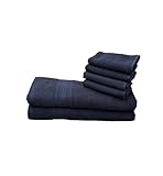 bassetti set da 6 pezzi morbido asciugamano 480 gr 100% cotone (2 asciugamani da 55x105 cm + 4 lavette da 30x30 cm) (blu)