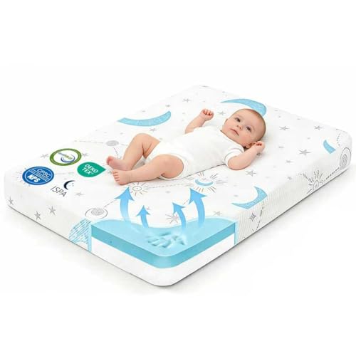 Image of PanKers Pack and Play Mattress 38 inchx26 inch, Dual Sided Pack N Play Mattresses for Baby Toddler, Premium Memory Foam Mattress for Pack N Play with Breathable Washable Cover