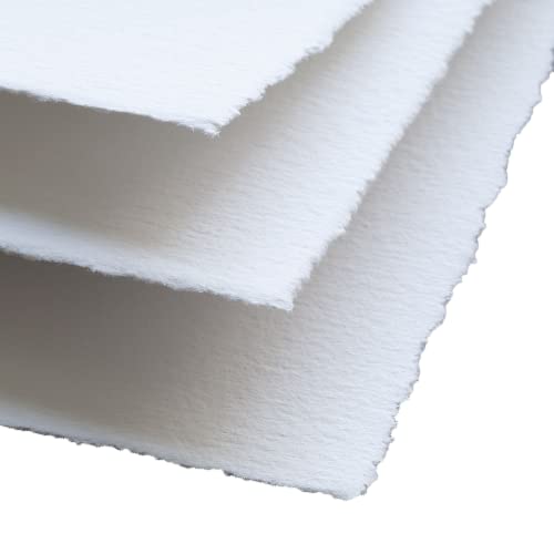 Catálogo para Comprar On-line Papel de grabado los 5 mejores. 37 Papel blanco hecho a mano con borde de cubierta blanco, 12.7 x 17.78 cm, paquete de 50 unidades, papel de hojas sueltas para postales, invitaciones, manualidades y anuncios, grueso...