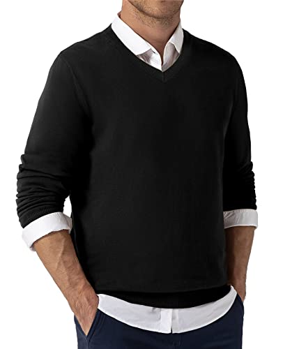 QUALFORT Men’s 100% Cotton Sweater, Soft Pullover Knitwear, Fall Clothes for Men 20252