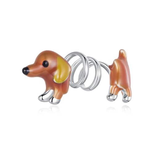 Abalorio de perro salchicha de plata de ley para lucir en tu pulsera diaria de paseo
