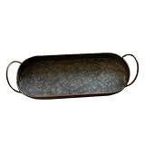 Angoily Bandeja Ovalada Metálica Vintage con Asas Bandeja Multiusos para Servir y Almacenar Cocina y Hogar con Diseño Rústico y Estilo Nórdico para Pan Aperitivos y Decoración
