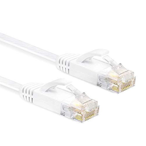 Cat6 Ethernet Cable 25 ft White Flat Internet Network LAN Patch Cord Network Computer Cable Cat 6 Ethernet Cable High Speed Computer Wire & Rj45 Connectors for Router, Modem,Faster Than Cat5e/Cat5