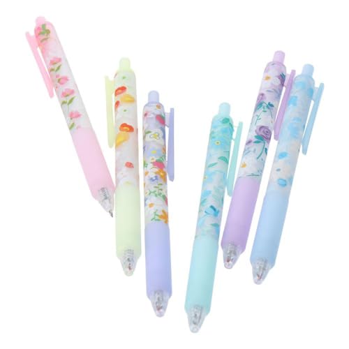 okhobby 6 bolígrafos retráctiles floral multicolor miniatura 3
