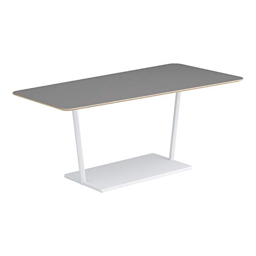 【メーカー配送・設置・組立】コクヨ ミーティングテーブル リージョン LT-RGD189MSAAF32 台形 T字脚 ミドルテーブル 幅180×奥行89.5×高さ72.4cm リノリウム天板 アッシュ/脚ホワイト