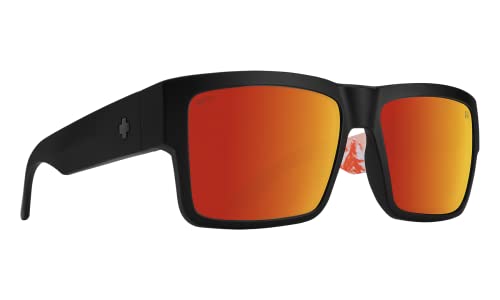 SPY Optic Cyrus Outlier, Square Sunglasses, Color and Contrast Enhancing Lenses, Stellular - Happy Bronze Orange Spectra Mirror Lenses