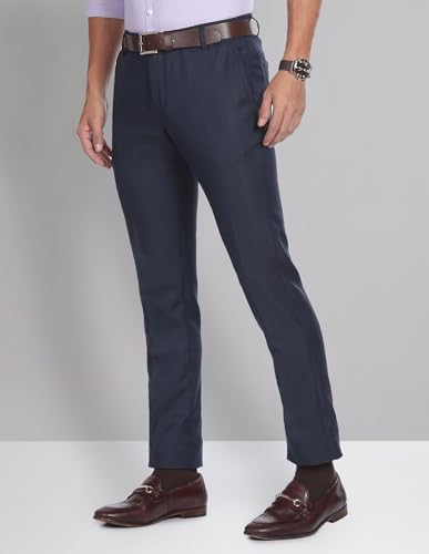 Image of Arvind AD Slim Fit Smart Flex Trousers