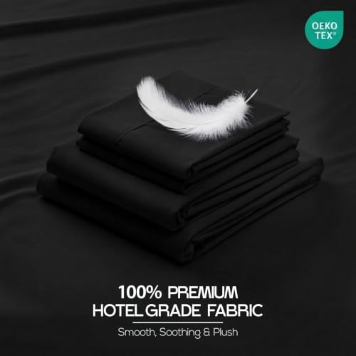 Image of 8-Pack Hotel Size Full Size Sheet Set, Soft Brushed Microfiber Hotel Sheets, Hotel Quality Bedding, Deep Pocket, Shrink & Fade Resistant, Easy Care, Black