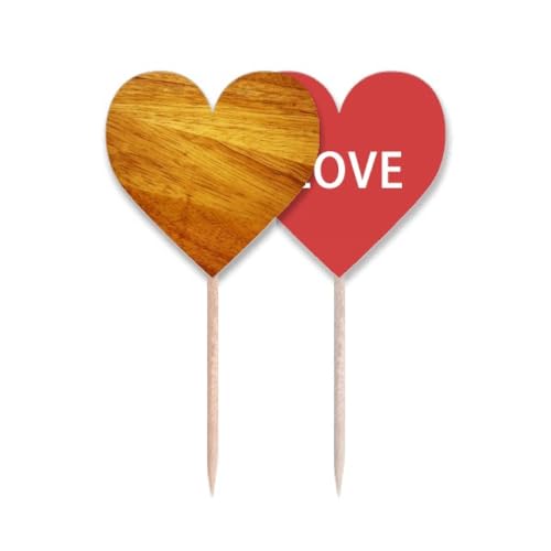 Pic cupcake cœur amour en bois pour décoration de table mariage - 2