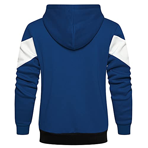 DUOFIER Men's Hoodies Zip Front Sweatshirt Color Blocking Hooded4