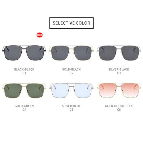 willochra Vintage Square Sunglasses for Men Women 70s Fashion Metal Gradient Shades black blue Pilot Sunglasses UV4003