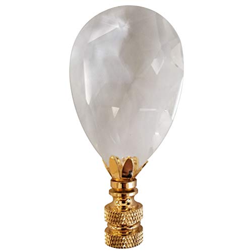 Image of Royal Designs, Inc. Large Diamond Swiss Cut Clear K9 Crystal 3.25 inch Lamp Finial for Lamp Shade, Polished Brass Base (CCF-2006L-PB-1)
