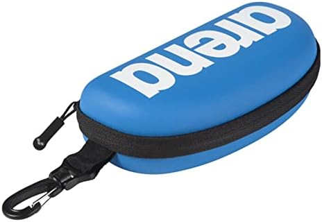 Arena Unisex Swim Goggle Case for Swimming Goggles, Hardcover Protective Carrying Case with Clip, Cyan/White