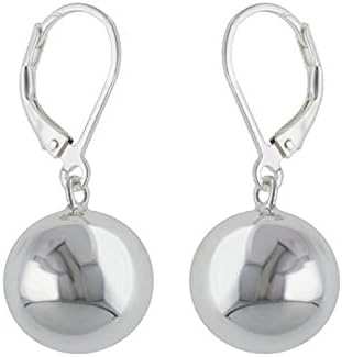 Sterling Silver Ball Earrings 14mm Leverback - 100% Hypoallergenic - Allergy Free