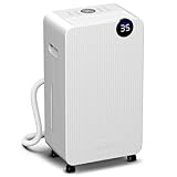 HOMCOM Deshumidificador, 12L/día, Depósito 2,1L, Silencioso, Deshumidificador Eléctrico con 4 Modos, Pantalla LED, Temporizador, Apagado Automático, Bloqueo Infantil y Drenaje Continuo, hasta 12-25㎡