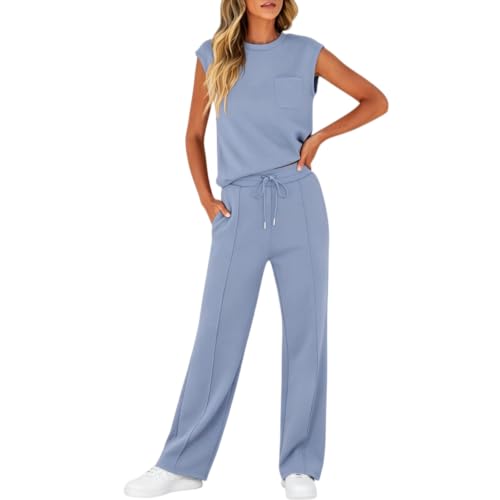 Pantalon de jogging avec cordon de serrage et gilet assorti pour tenue décontractée