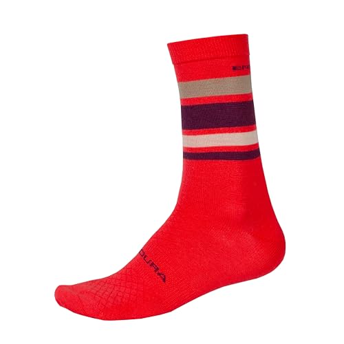 Endura Homme Baabaa Merino Stripe Socks For Cycling | Warmth And Breathability Cyclisme Chaussettes, Grenade, L-XL EU