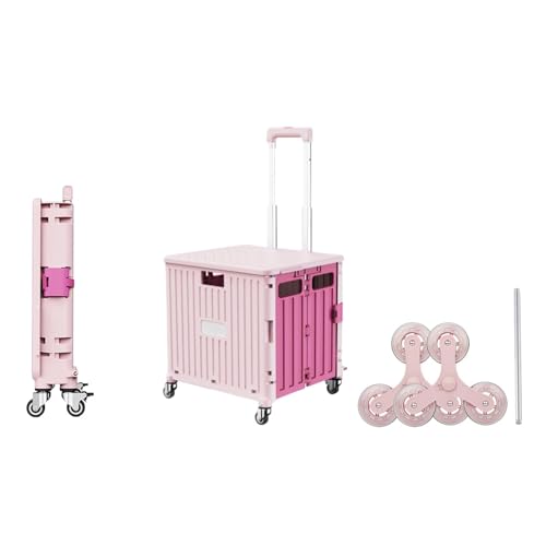 Carrito de compras plegable portátil con ruedas de freno y mango telescópico, ideal para compras, viajes, oficina, uso resistente, ligero, fácil almacenamiento