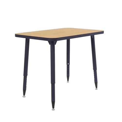 Image of Adapte Commercial Classroom Activity Table - 24 inch x 36 inch Rectangle, ADA Compliant Tapered Legs with Glides & Casters, Adjustable Height 22-34 inch Wheelchair Accessible, School & Office Furniture