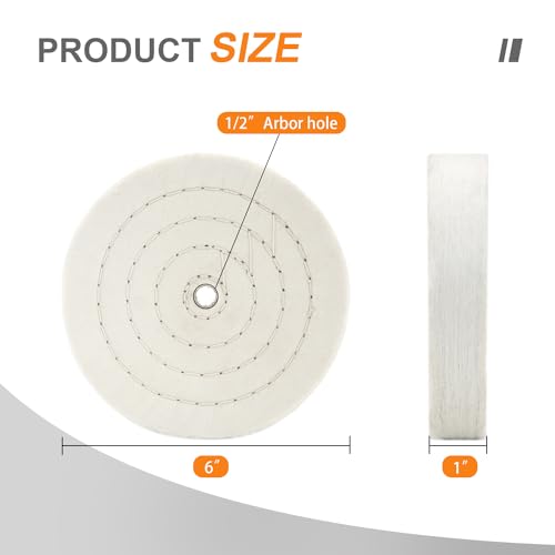 Image of SCOTTCHEN Buffing Polishing Wheel 6 inch (70 Ply) Extra Thick for Bench Grinder Tool with 1 /2 inch Arbor Hole 2 PCS