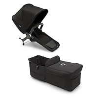 Bugaboo Donkey 5 Twin Erweiterungsset, verwandelt deinen Donkey 5 Mono in einen Zwillingskinderwagen,verbessertes Side By Side-Design, wendbarer Sitz und Ein-Hand-Steuerung, Midnight Black