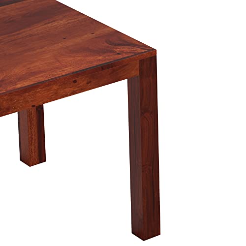 Image of Amazon Brand - Solimo Solid Sheesham Wood Phiara 6 Seater Dining Table with 1 Bench and 4 Cushioned Chairs | Wooden Furniture for Dining Room, Hotel and Home (Honey Finish)