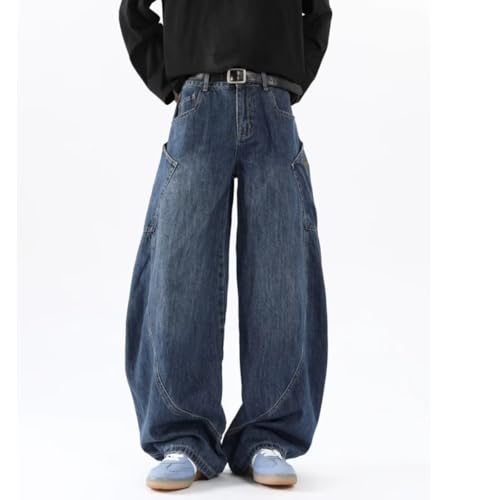 CosTribe Men's Baggy Jeans Y2K Barrel Wide Leg Irregular Sutures Loose Fit Streetwear Hip Hop Denim Pants3