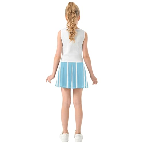Joisal Athletic Shorts Girls Skorts Toddlers Tennis Skirts Pleated School Vertical Stripes Light Blue White 3t4