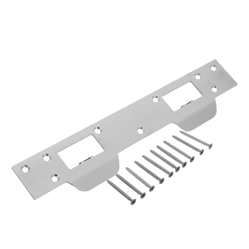 HOMSFOU tablero de ataque de pestillo puerta exterior golpe de puerta cerradero reforzado placa de la puerta kit refuerzo puerta delantera cubreplacas Acero inoxidable Silver