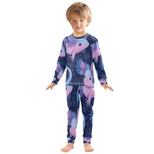 Pajama Sets Long Sleeve Axolotl with Glow Soft Comfy Sleepwear 2 Piece PJS 3-8T2