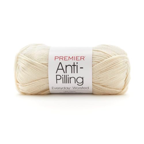 Premier Anti-Pilling Everyday Worsted Yarn, Machine Washable, Soft Acrylic, Color 100-02 Cream