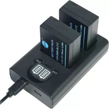 Image of digiclicks DMW-BLC12 Dual Fast USB Type 'c' Camera Charger with LCD Display for Panasonic Camera Battery Charger (Black)