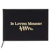 Funeral Guest Book - in Loving Memory Guest Book, Condolence Book, Memorial Guest Book, Celebration of Life Registration Book, Black with Gold Foil Print, 48 Pages 96 Sheets, 8.1 x 5.5 Inches