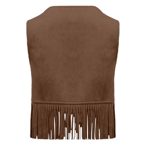 wodceeke Fringe Vest for Boys Girls Kids Western Cowgirl Suede Tassels Vest Jacket 70s Hippie Sleeveless Cardigan Waistcoat4