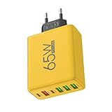 Caricatore 65W - 4 USB + 2 PD Testa di ricarica rapida multiporta, alimentazione universale | Caricabatterie a velocità superiore 5V 3A con connessioni multiple, adattatore compatto per desktop tablet