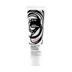 IGK GOOD BEHAVIOR Spirulina Protein Smoothing Blowout Balm | Keratin Like Remedy + Frizz Management + Warmth Protectant | Vegan + Cruelty Free | 5 Oz