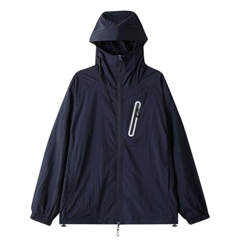 Ofertas Flash Del Dia Chaqueta Deportiva de Protección Solar con Capucha de Manga Larga para Hombre Talla Grande Chaquetas con Cordón Sudadera de Cremallera Transpirable Ligera Equipo para Exteriores