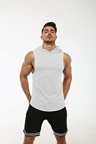 NP Men's Workout Hooded Tank Tops Bodybuilding Stringer Muscle Cut Off T Shirt Gym Workout Sleeveless Gym Hoodies