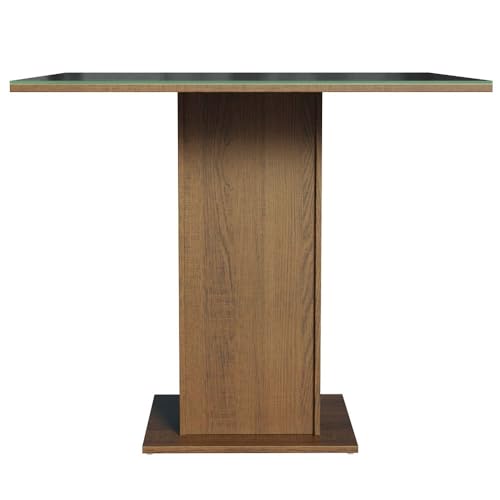 Mesa de Jantar Madesa Quadrada Tampo de Vidro 5363 Rustic/Preto