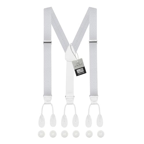 Image of HOLD'EM Tuxedo Suspenders Formal Black 100% Silk Made in USA Button Suspenders for Men Wedding Tux Suspenders for Men