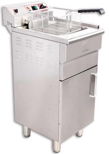 Beeketal 'BSF-160P' Profi Gastro Stand Fritteuse mit Unterschrank (16 L Volumen für max. 11 L Öl) Edelstahl Friteuse mit Fettablaufhahn im Schrank, 5000 Watt, 400V-50Hz Starkstrom Anschluss – Bild 3