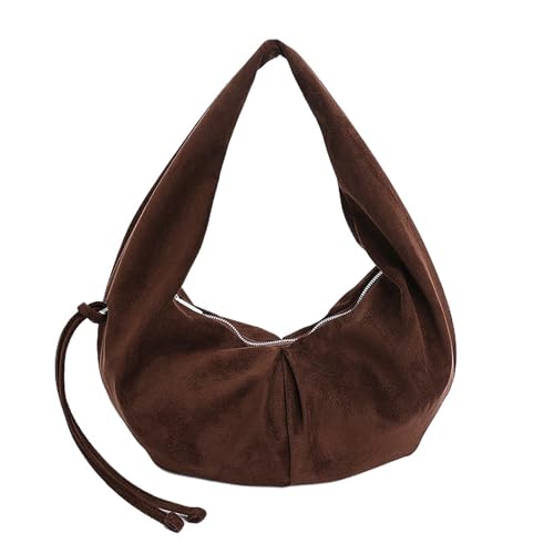 Sac à bandoulière croissant femme daim synthétique zippé grand format hiver