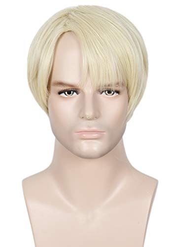Linfairy Short Blonde Perücke Halloween Cosplay Kostüm Perücke für Männer