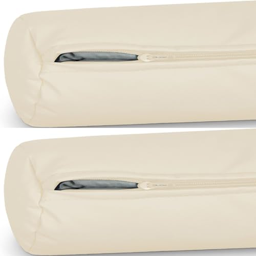 2PCS Outdoor Neck Roll Pillow Cover Waterproof Case Only - Cervical Pillow Covers with Zipper Cylinder Soft Bolster Pillow Cases